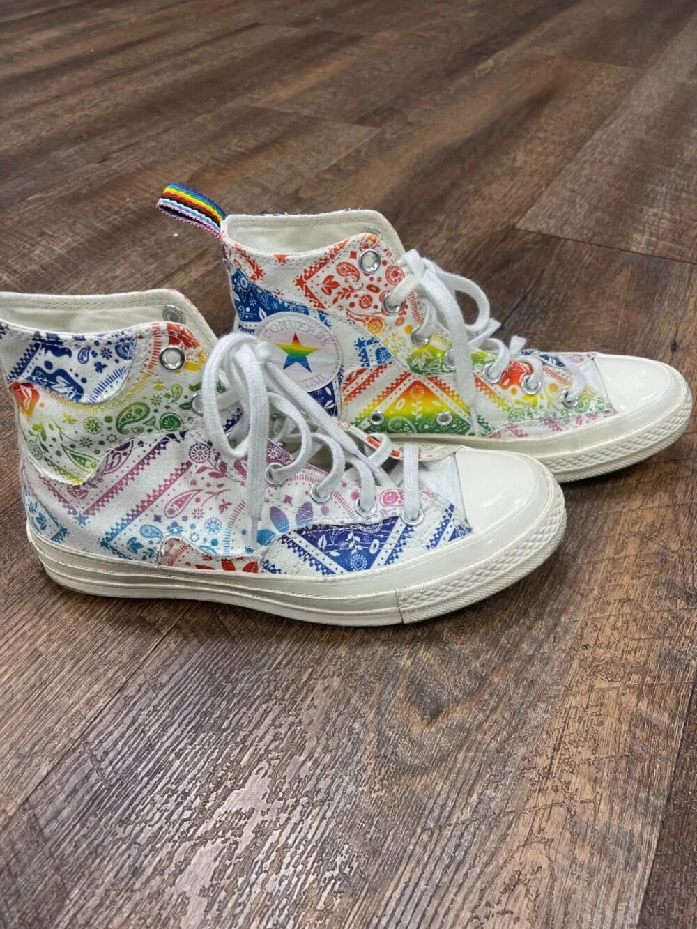 Converse Chuck Taylor Pride Family Unity Rainbow Paisley High Tops Size 8
